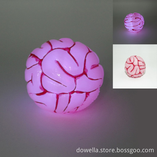 Festival funny soft TPR light up squeeze brains figure toy